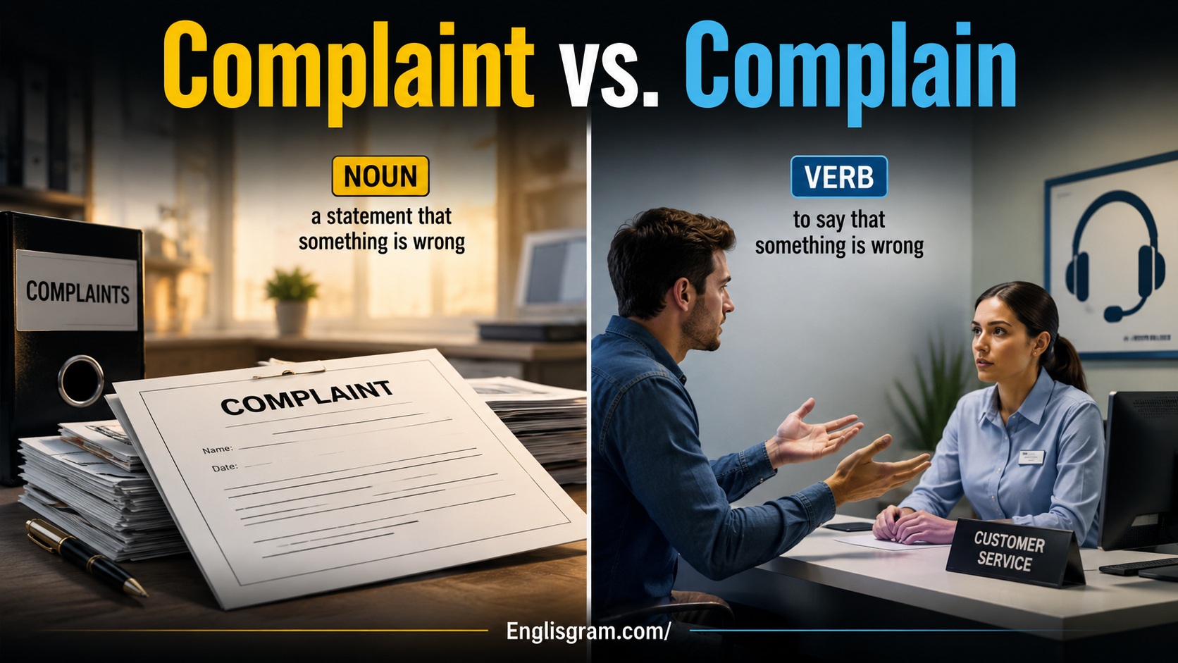 Complaint vs. Complain