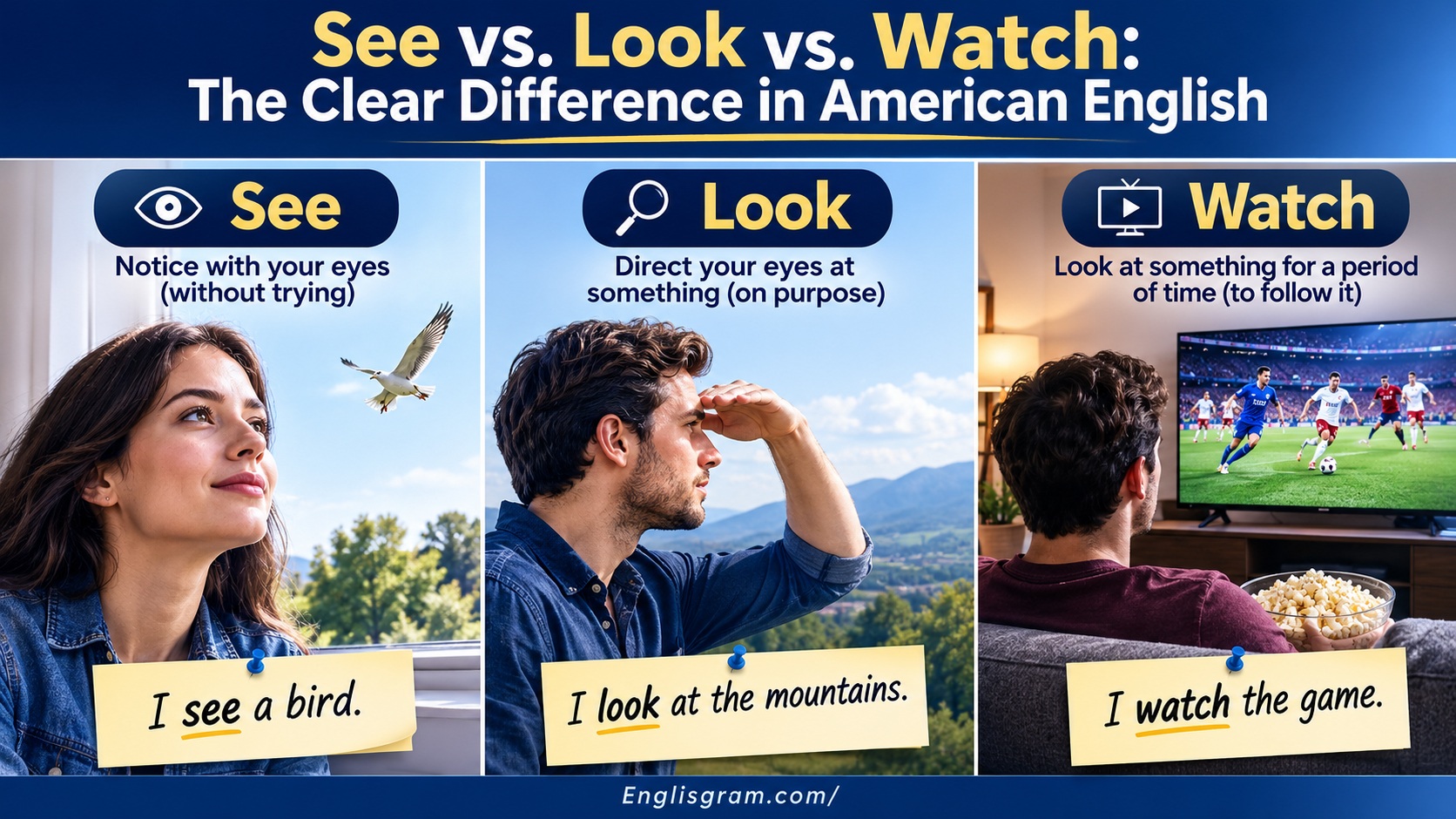 See vs. Look vs. Watch